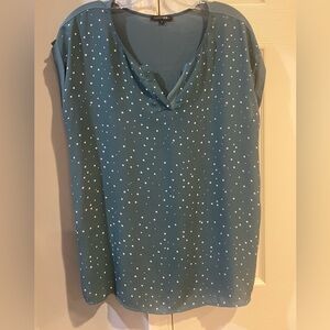 Papermoon Reece Mixed Material Teal Polka Dot Blouse